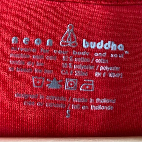 neon buddha Button Up Distressed Edge Red Blazer Jacket Funky Buttons Sz Small - Picture 7 of 11